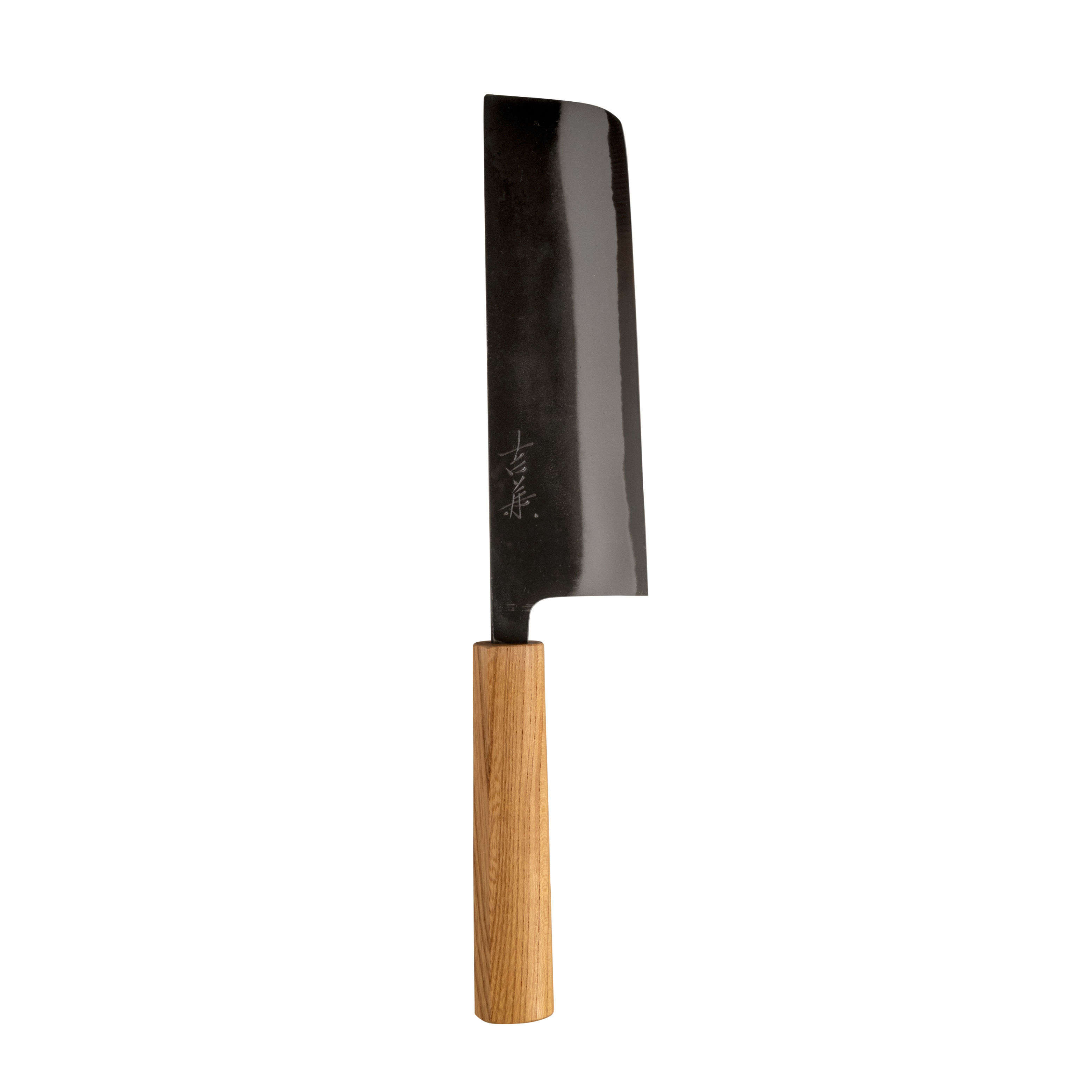 吉金刃物 白紙二号 黒打 菜切165mm ケヤキ半丸柄