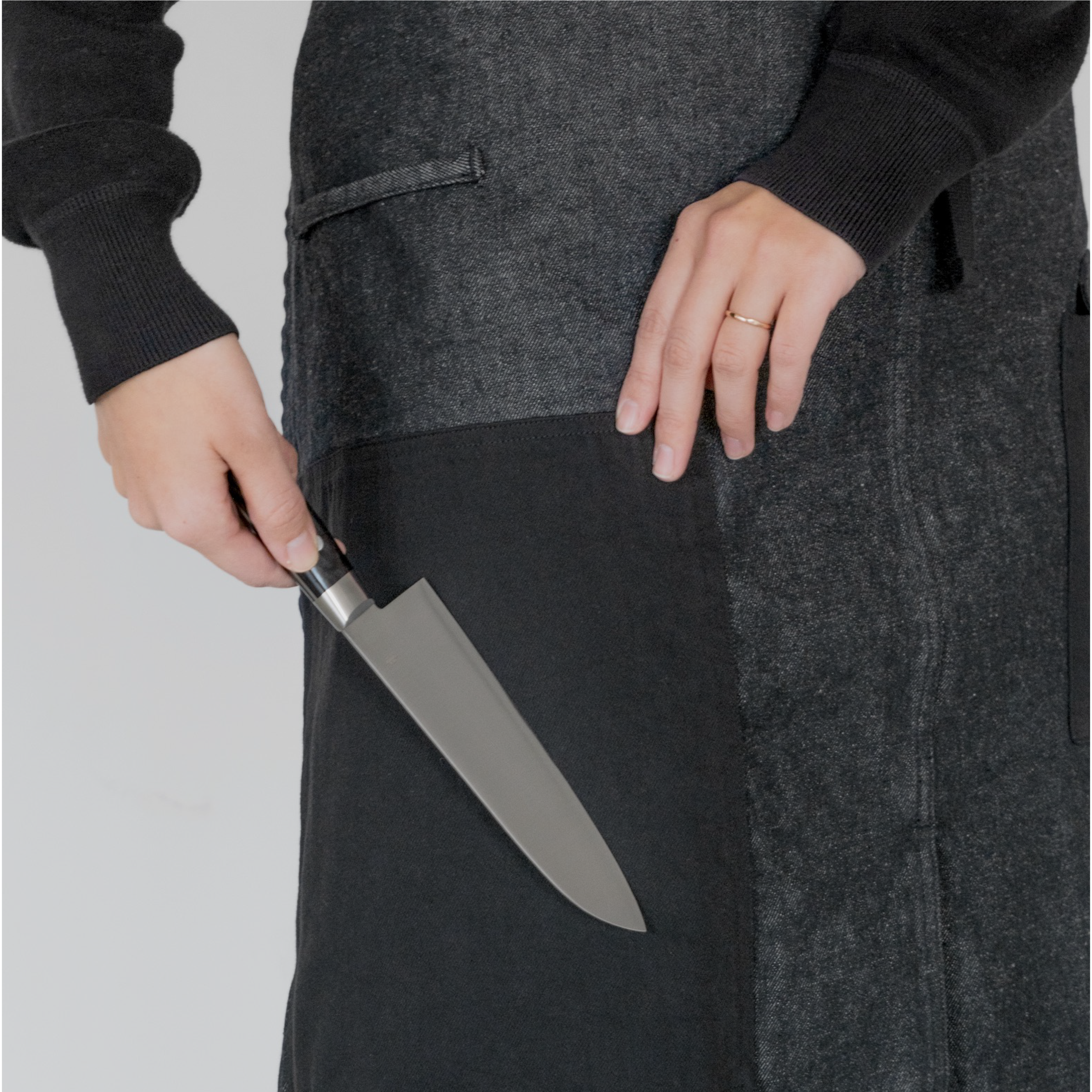 KAMA-ASA's denim apron for sharpener